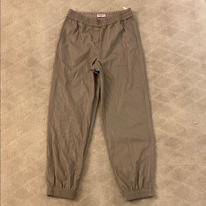 Tan Leather Jogger Pants